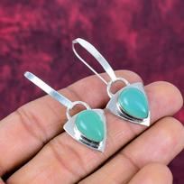 Aqua Chalcedono rankų darbo brangakmenių papuošalai, 925 prabos solidūs sterlingų sidabro auskarai, unikalaus dizaino papuošalai, moterims 1.96 Inches