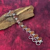 Sunstone 925 Sterling Silver Bracelet, Top Quality Gemstone Bracelet, Adjustable Chain Bracelet Handmade Jewelry, Anniversary Gift Adjustable With 8 Inches