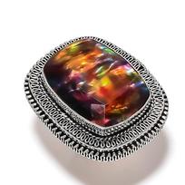 Ammolite Handmade 925 Sterling Silver Gift Jewelry Ring Size 9 o9E81
