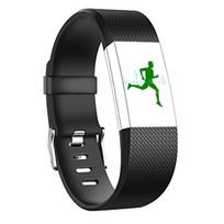 Kvadratinio rašto reguliuojamas sportinis laikrodžio dirželis FITBIT Charge 2, dydis: L, 12.5x8.5cm juoda