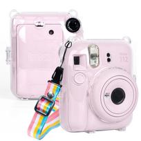 FUJIFILM Instax mini 12 kristalinis kietas dėklas, fotoaparato krepšys su peties dirželiu (Skaidrus) skaidri