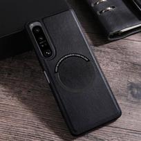 Sony Xperia 1 IV medžiaginės tekstūros PU MagSafe magnetinis telefono dėklas For Sony Xperia 1 IV juoda