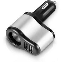 Automobilinis įkroviklis Cigarečių pridegiklio lizdo adapteris Skirstytuvas Maitinimo šaltinis 2 x USB 9.3*5.9*3.5cm sidabras/juoda