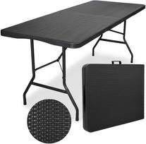 RATTAN maitinimo stalas sulankstomas į lagaminą - 180 cm, juodas