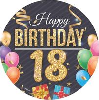 "Dekora", "Happy Birthday" Valgomojo popieriaus vaflinis gimtadienio torto papuošimas vaikams, apvalus torto viršelis 20 cm (Happy Birthday 18)