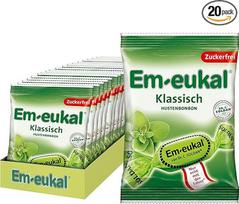 "Em-eukal Classic" saldainiai nuo kosulio, be cukraus ir laktozės, pastilės su eukaliptų aliejumi ir mentoliu, be cukraus - didmeninė pakuotė 20 x 75 g