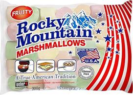 Rocky Mountain Marshmallows Vaisiai Spalvingi tradiciniai amerikietiški saldainiai, skirti kepimui prie laužo, BBQ arba kepimui Vaisių skonio 1 x 300g
