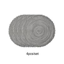 Apvalūs padėkliukai stalui, 4 vnt., medvilniniai, austi, atsparūs karščiui, neslystantys, plaunami stalo padėkliukai valgomajam stalui 38CM&Round gray