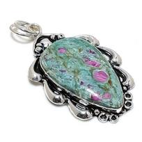 Rubinas fuchsite akmens Etninis 925 sidabro Dovanų pakabukas 2,64  A4R75