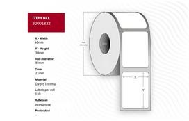 Capture Label 56x30, Core 21  39 mm.  White DT. Permanent. 120