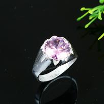 Rožinis Kunzitas Rankų darbo 925 svarų sterlingų sidabro žiedas Dydis 8.75 a9K17 white