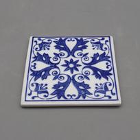 Dekoratyvinės keraminės plytelės, keraminiai padėkliukai, mėlyna ir balta keramika, namų dekoravimas 10x10x0.5 CM