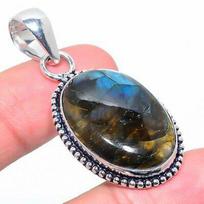 Natural Luxurious Labradorite Gemstone 925 Sterling Silver Pendant 1.97  I1p22