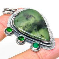 Nephrite, Diopside Handmade 925 Sterling Silver Gift Pendant 2.40  c4B18