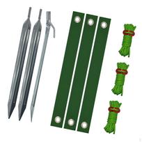 Tvirtų medžių kuolų rinkinys. Tvirti atraminiai kuolai naujai pasodintam sodinukui. Silvery Stake_Green Rope
