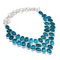 Blue Amber Handmade 925 Sterling Silver Jewelry Necklace 18  J0j14