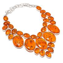 Baltic Amber Handmade 925 Sterling Silver Jewelry Necklace 18  l4v88