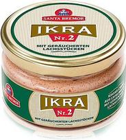 "Santa Bremor Ikra No. 2" - ikrų kremas iš kaplinių ikrų su rūkytos lašišos gabalėliais - Ikra Mойвы Nr.2 с Kopч.лосососем (180 g)