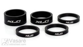 Vairo kolonėlės tarpiklių k-tas XLC A-Head 3x5, 1x10, 1x15 mm, 1,1/8" juodi