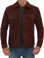 Men's Suede Shirt Handmade Genuine Lambskin Leather Party Casual Soft Fit S kaštoninė