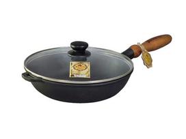 KETAUS KEPTUVĖ MAYSTERNYA Ø24 cm su medine rankena ir stiklo dangčiu (modelis T304С3)