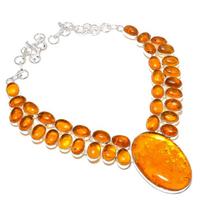 Triplet Opal, Amber Handmade 925 Sterling Silver Necklace 18  z2N65