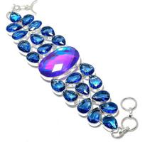 Mystic Rainbow Topaz, Topaz Handmade 925 Sterling Silver Bracelet 7-8  B6p70