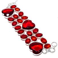 Mozambique Garnet Handmade 925 Sterling Silver Bracelet 7-8  p9L38