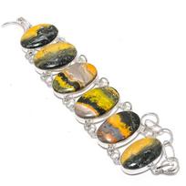 Bumble Bee Jasper Handmade 925 Sterling Silver Bracelet7-8  C6Y80