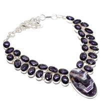 Chevron Amethyst, Amethyst Handmade 925 Sterling Silver Necklace 18  m9t62