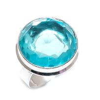 Swiss Blue Topaz Handmade 925 Sterling Silver Jewelry Ring Size 9 B0u81