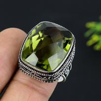 Peridoto Rankų Darbo 925 Sterlingo Sidabro Žiedas Dydis 9 Q0M48