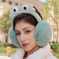 Korean Antifreeze Plush Folding Earmuffs: Warm, Cute Winter Ear Warmers for Students and Riders. Frog, One Size žalia