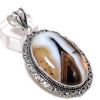 Banded Agate Handmade 925 Sterling Silver Jewelry Pendant 2.44  j6e28