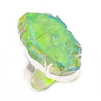 Peacock Titanium Aura Handmade 925 Sterling Silver Jewelry Ring Size 9 z2S74