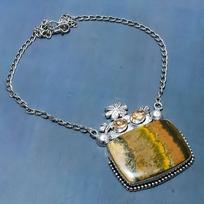 Bumblebee Jasper,Morganite Handmade 925 Sterling Silver Necklace 18  r0G10