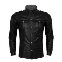 Stylish Real Soft Party Casual Fit Men Shirt Black Handmade Lambskin Leather S juoda