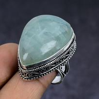 Akvamarino rankų darbo 925 svarų sterlingų sidabro žiedas Dydis 7 A3N98