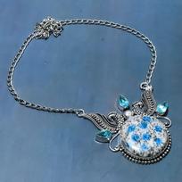 K2 Azurite, Topaz Handmade 925 Sterling Silver Jewelry Necklace 18  Q8T48