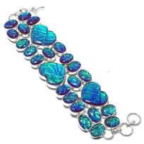 Blue Triplet Opal Handmade 925 Sterling Silver Bracelet 7-8  I3A25