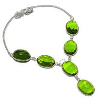 Peridoto Rankų Darbo 925 Sterlingo Sidabro Papuošalo Karoliai 18  V2Y86 green