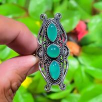 Green Onyx Handmade 925 Sterling Silver Jewelry Ring Size 7.5 j2S26