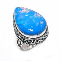 Blue Triplet Opal Handmade 925 Sterling Silver Jewelry Ring Size 6.5 K9B46