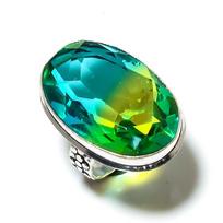 Dvispalvis turmalinas Rankų darbo 925 svarų sterlingų sidabro žiedas Dydis 6.5 D5A98 blue