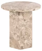 Šoninis staliukas Naxos, Viršus marmurinis rudas, marmurinis rudas, Ø50x50 cm