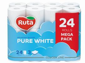 Ruta tualetinis popierius Pure White, 24 rul, 3 sl.