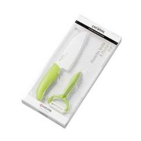 Kyocera FK140CP10NGR SANTOKU KNIFE  and  PEELER Rinkinys, peilis (14 cm ašmenys) ir skustukas, Žalia