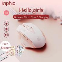 Inphic F8 2.4GHz Wireless Mouse Rechargeable Silent Clicks 2400dpi Optical Mice for Laptop PC type C fast charge 19x14x7cm rožinė