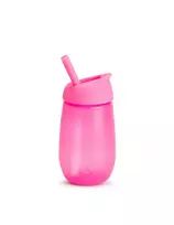 MUNCHKIN gertuvė su šiaudeliu SIMPLE CLEAN, 237ml, rožinė, 12m+, 90019
