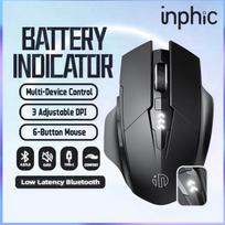 INPHIC A1 Bluetooth pelė Įkraunama 2,4G Trijų režimų optinė tyli belaidė pelė 1600 DPI skirta Mac nešiojamam kompiuteriui PC planšetiniam kompiuteriui mobiliajam telefonui 15x10x6cm juoda